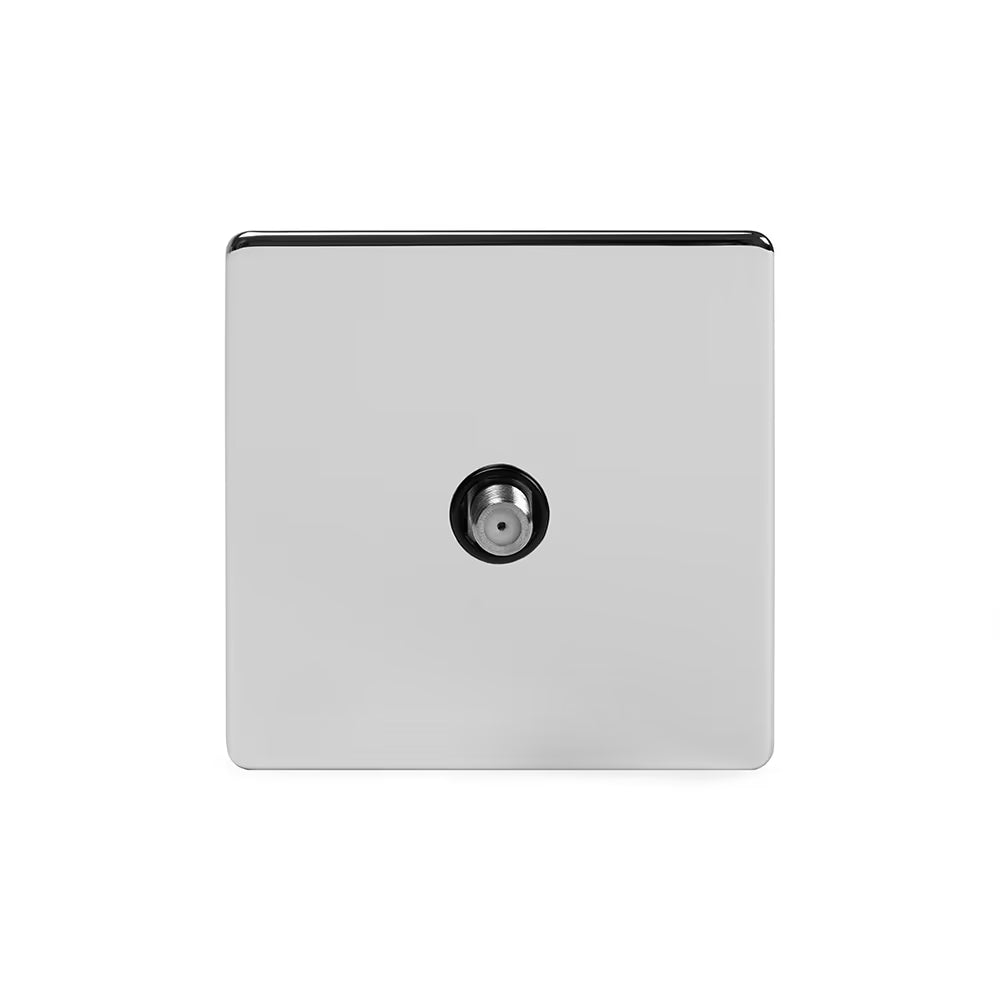 Soho Lighting 1 Gang Satellite Socket Polished Chrome with Black Insert Uneeka