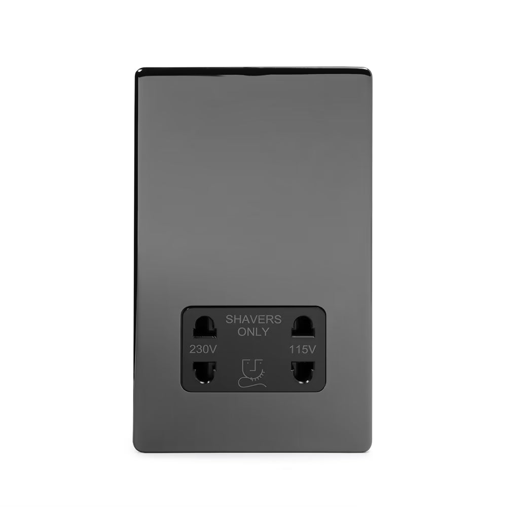 Soho Lighting 1 Gang Shaver Socket Black Nickel Black Insert Uneeka