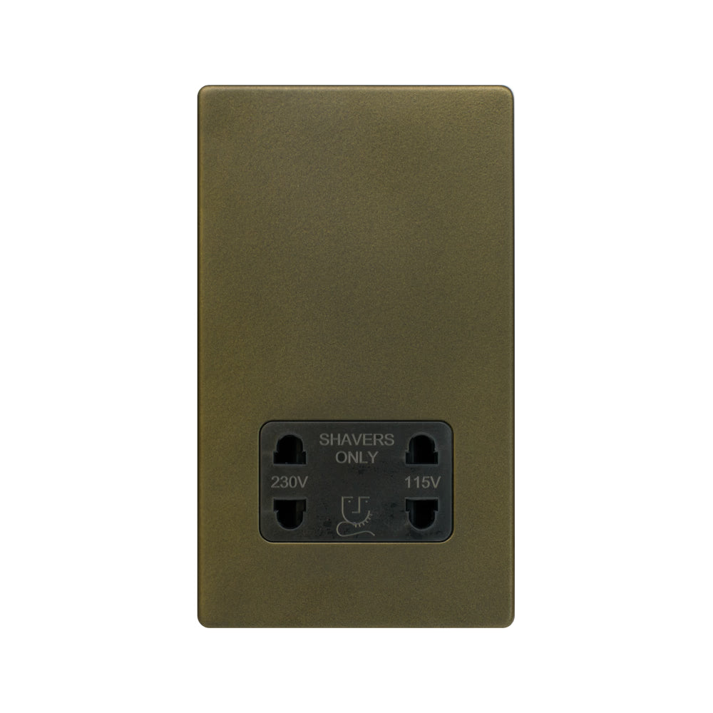 Soho Lighting 1 Gang Shaver Socket Bronze Screwless Finish Uneeka