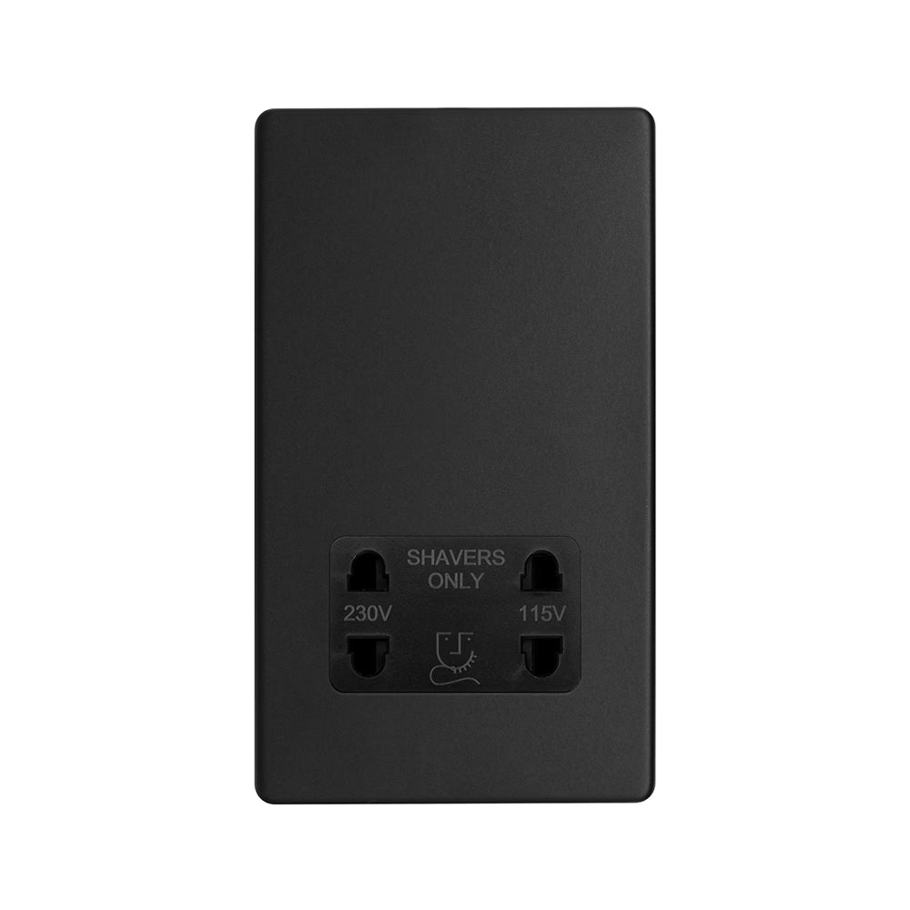 Soho Lighting 1 Gang Shaver Socket Matt Black Black Insert Uneeka