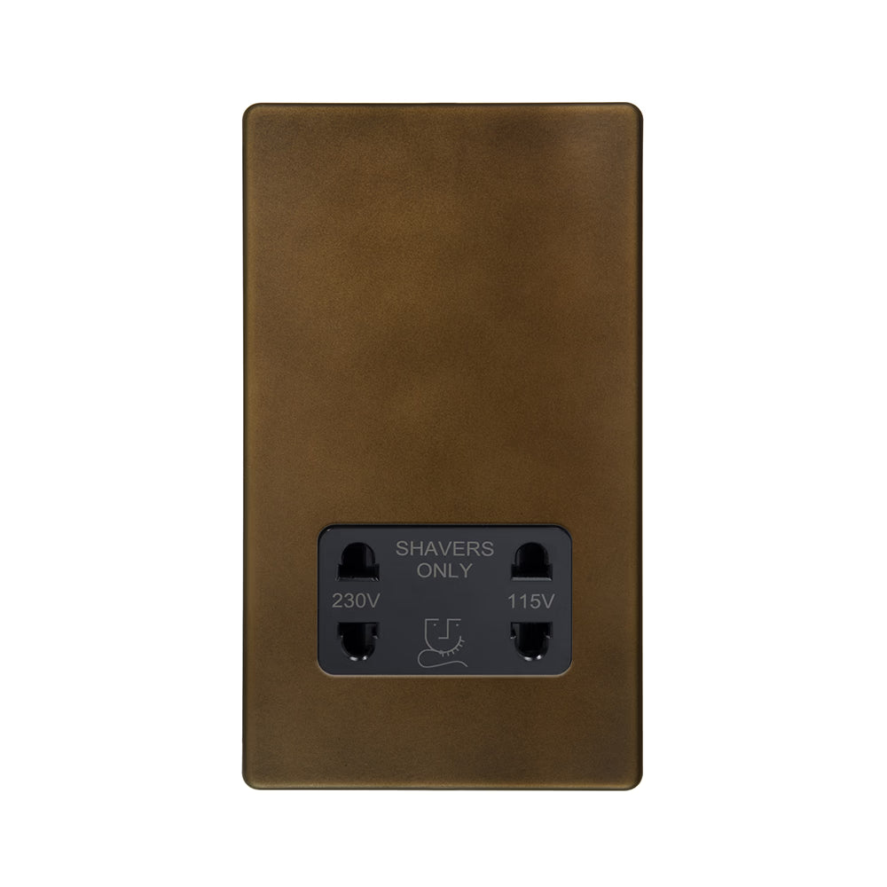 Soho Lighting 1 Gang Shaver Socket Vintage Brass Uneeka