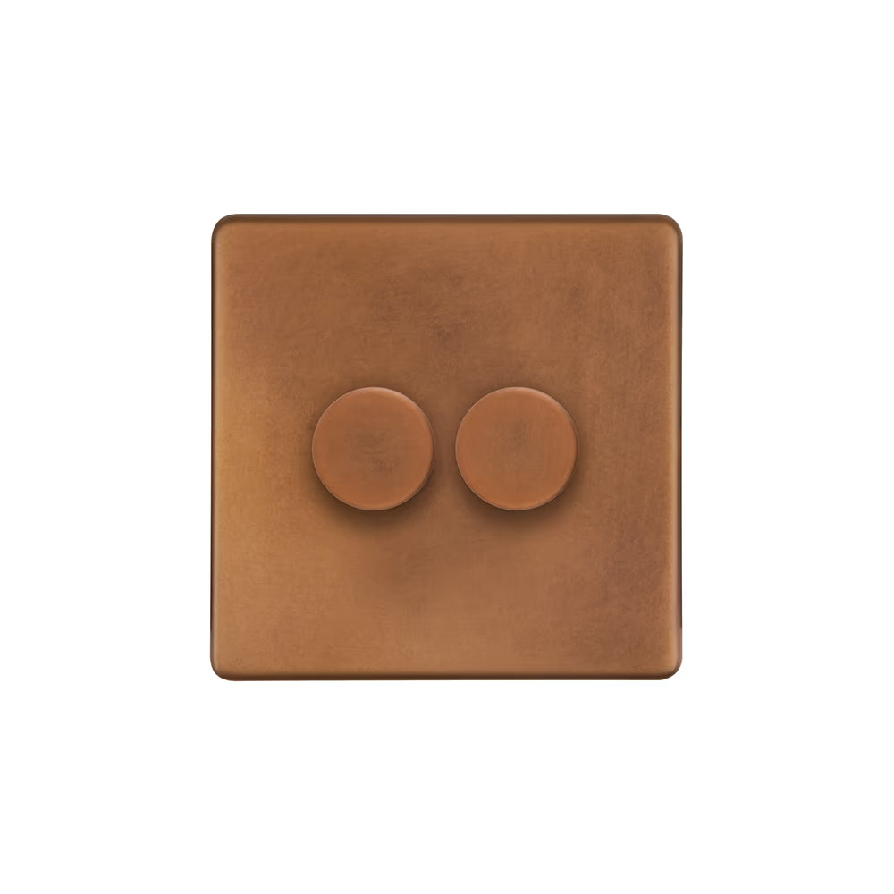 Soho Lighting 2 Gang 2 Way Intelligent Dimmer Switch - Antique Copper Uneeka