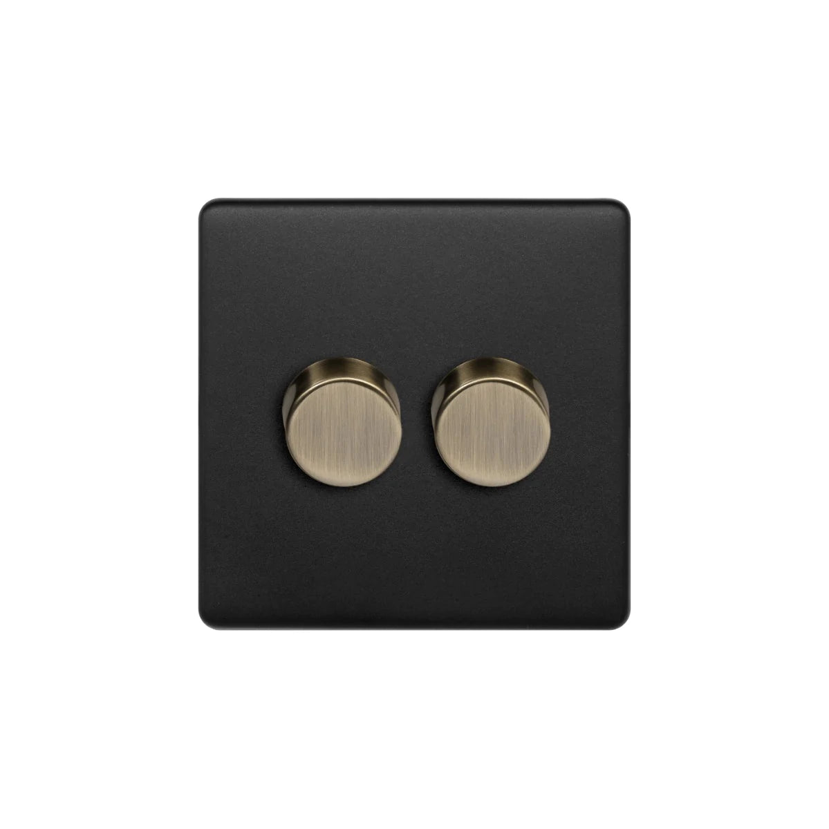 Soho Lighting 2 Gang 2 Way Intelligent Dimmer Switch - Matt Black & Antique Brass - Uneeka