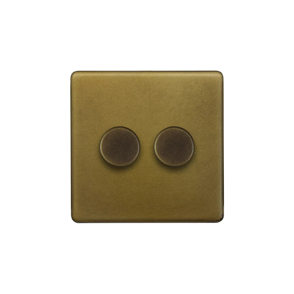 Soho Lighting 2 Gang 2 Way Intelligent Dimmer Switch - Old Brass - Uneeka