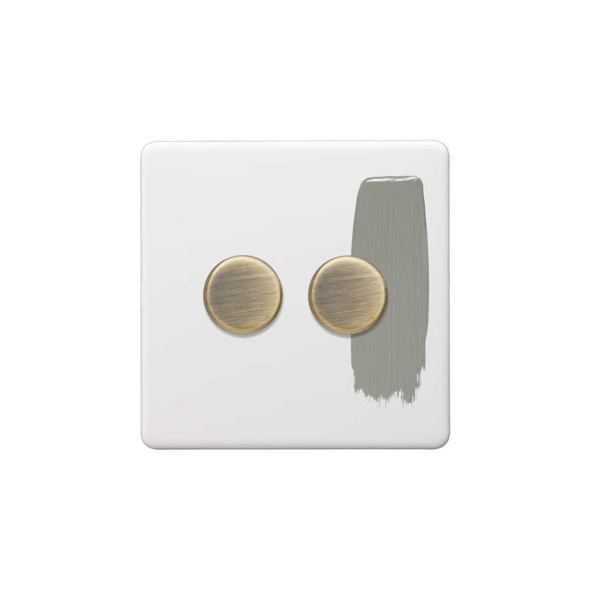 Soho Lighting 2 Gang 2 Way Intelligent Dimmer Switch - Paintable with Antique Brass Dimmer Uneeka