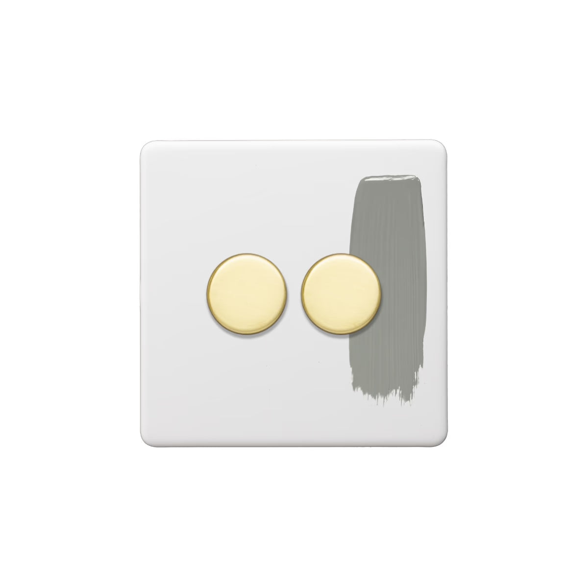 Soho Lighting 2 Gang 2 Way Intelligent Dimmer Switch Paintable with Brushed Brass Dimmer Uneeka