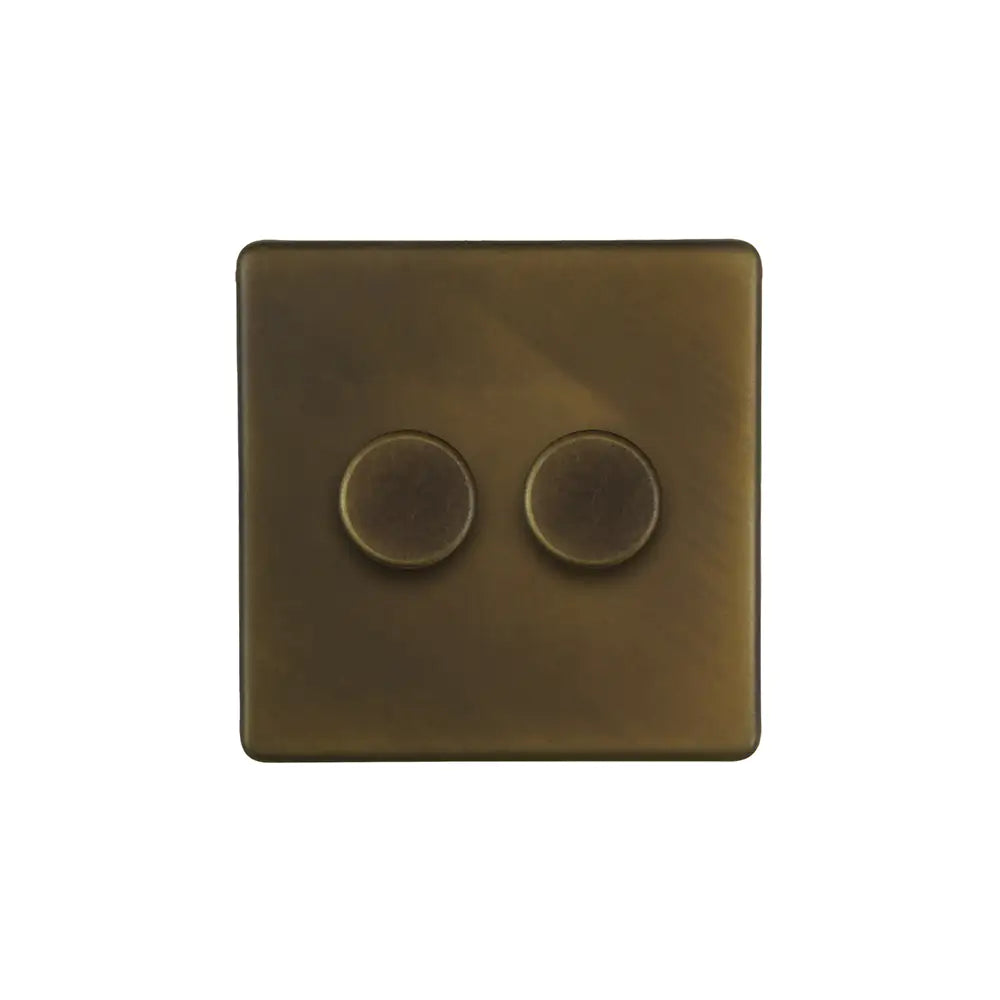 Soho Lighting 2 Gang 2 Way Intelligent Dimmer Switch - Vintage Brass - Uneeka