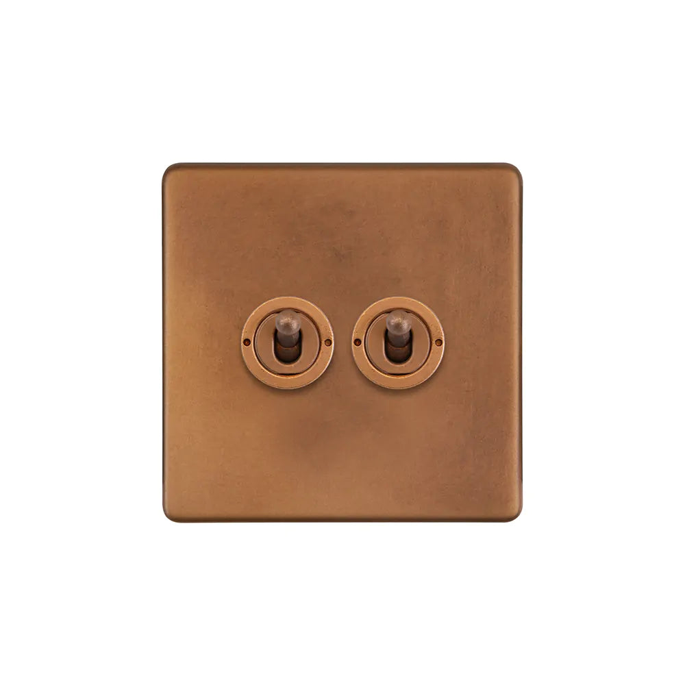 Soho Lighting 2 Gang 2 Way Toggle Switch - Antique Copper - Uneeka