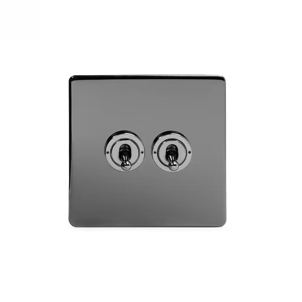 Soho Lighting 2 Gang 2 Way Toggle Switch - Black Nickel Screwless Finish - Uneeka