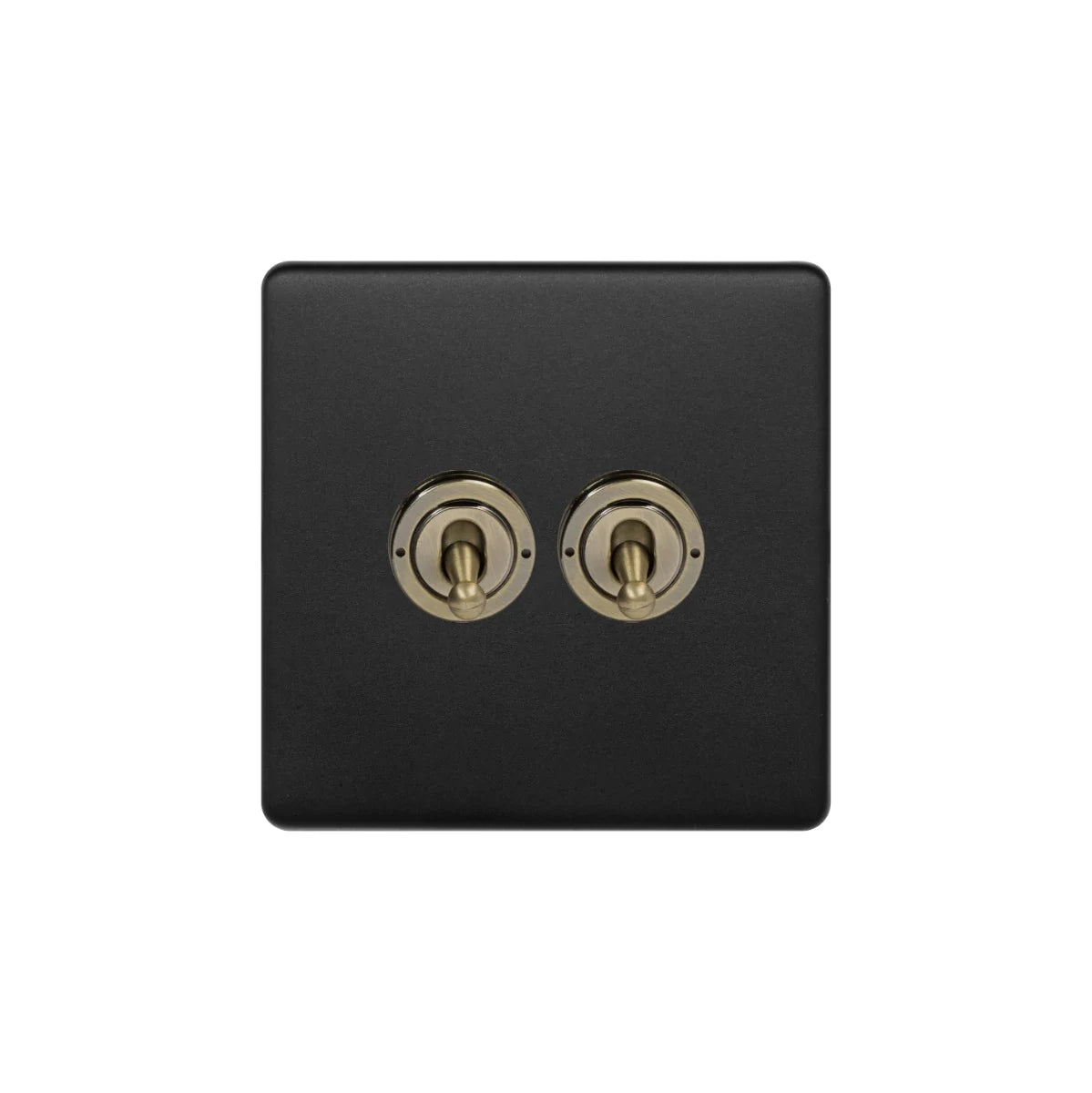 Soho Lighting 2 Gang 2 Way Toggle Switch - Matt Black & Brushed Brass - Uneeka