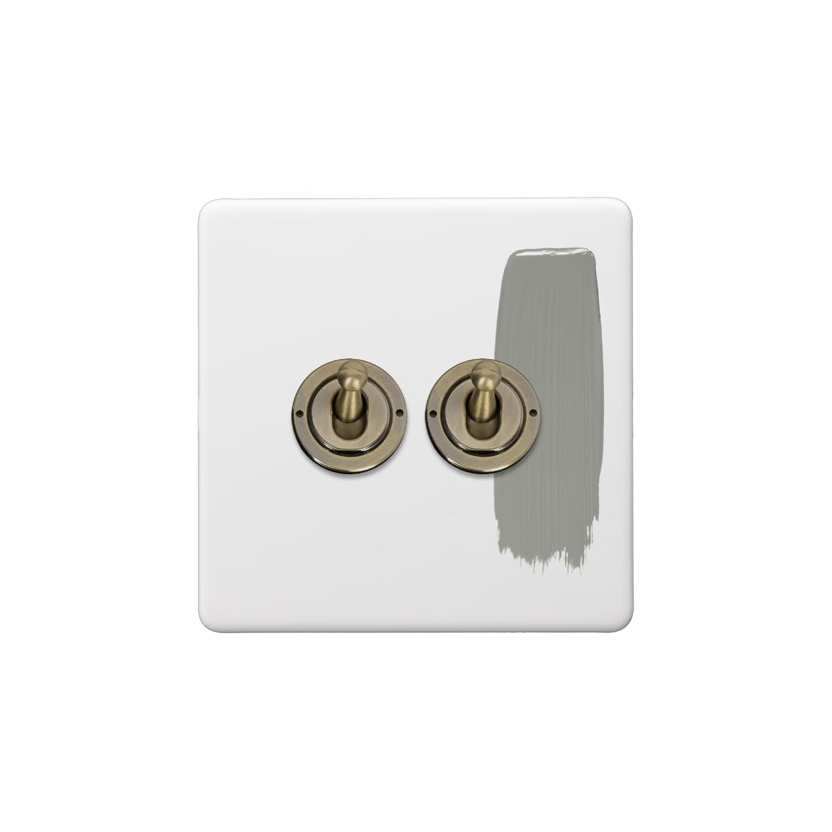 Soho Lighting 2 Gang 2 Way Toggle Switch - Paintable with Antique Brass Detail - Uneeka