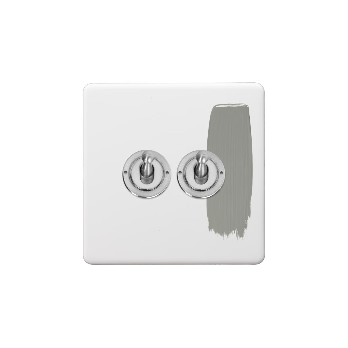Soho Lighting 2 Gang 2 Way Toggle Switch - Paintable finish with Brushed Chrome detail - Uneeka