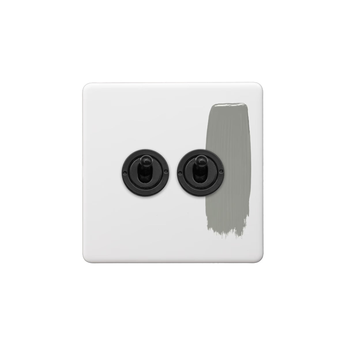 Soho Lighting 2 Gang 2 Way Toggle Switch - Paintable & Primed  with Matt Black Toggle Detail - Uneeka