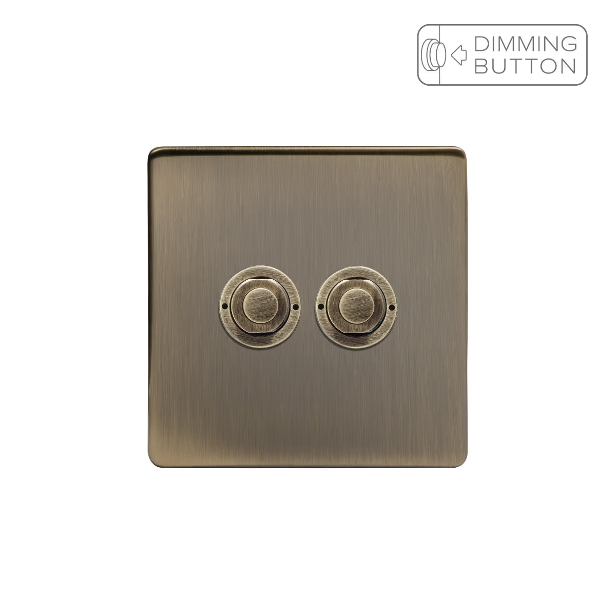 Soho Lighting 2 Gang 6APushButton Dimmer Switch Antique Brass Uneeka