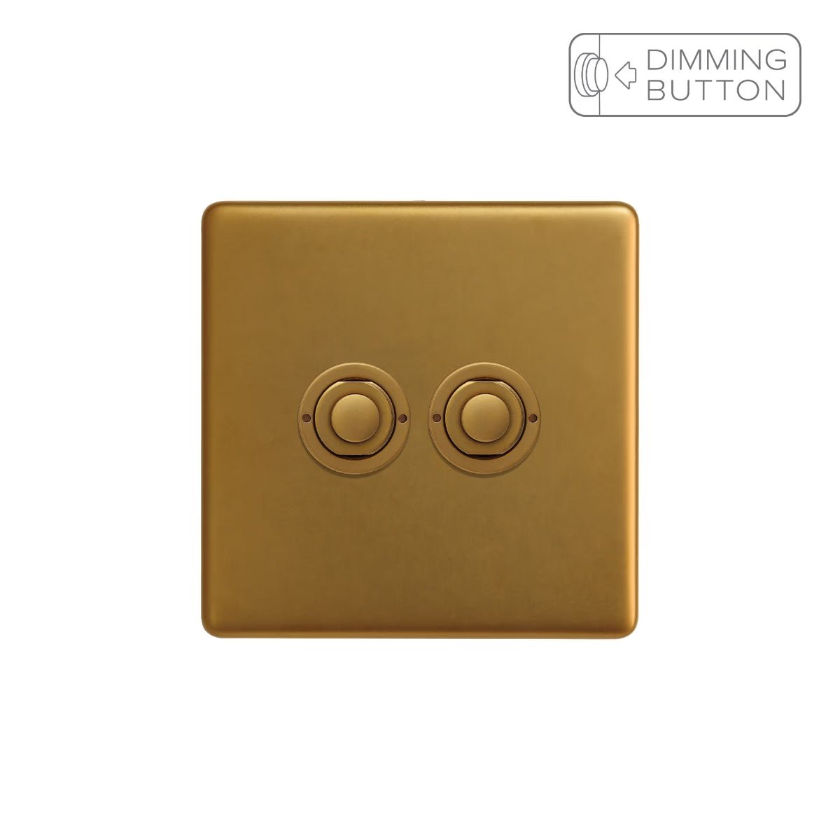 Soho Lighting 2 Gang 6A Push Button Dimmer Switch - Antique Gold - Uneeka