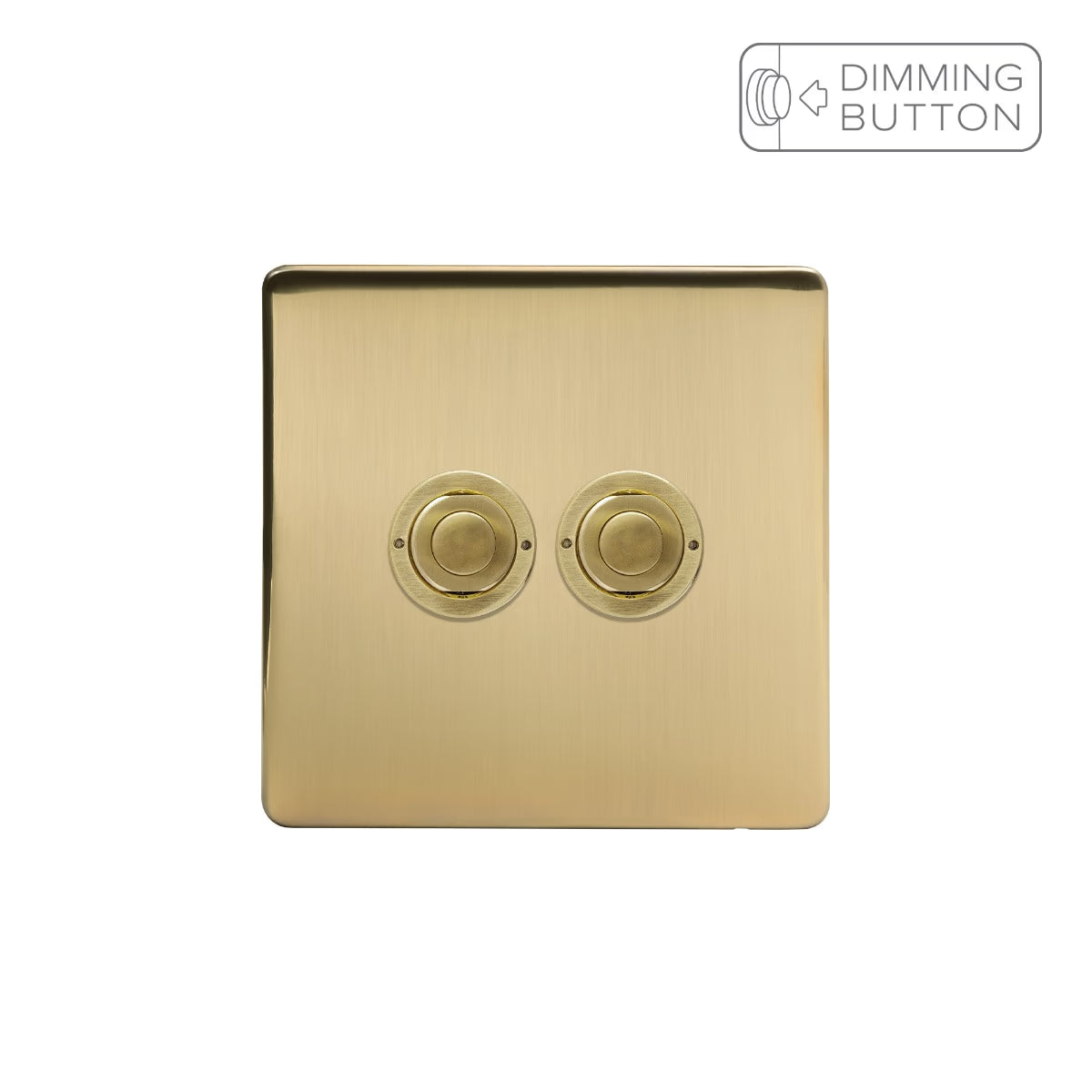 Soho Lighting 2 Gang 6A Push Button Dimmer Switch - Brushed Brass Uneeka