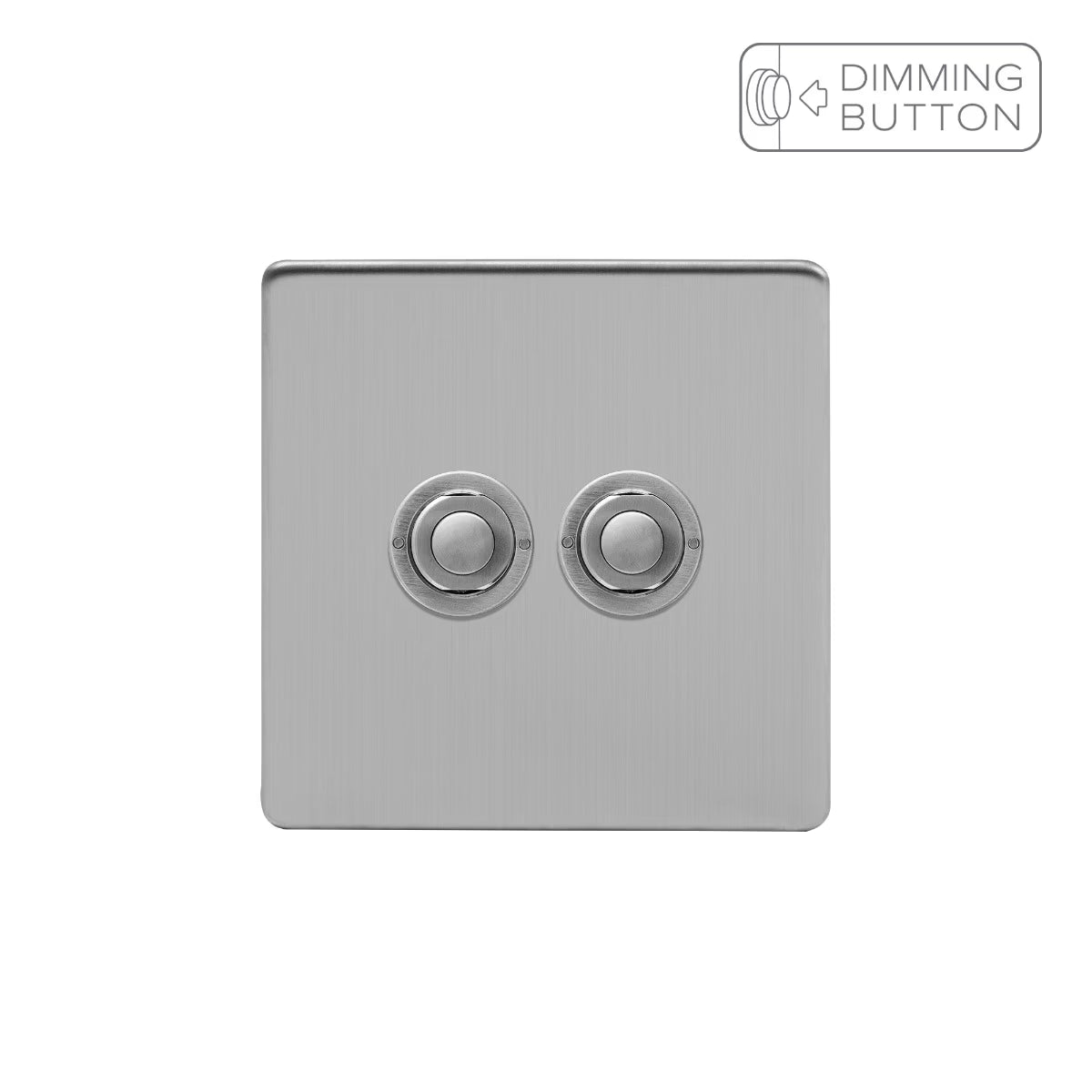 Soho Lighting 2 Gang 6A Push Button Dimmer Switch - Brushed Chrome - Uneeka