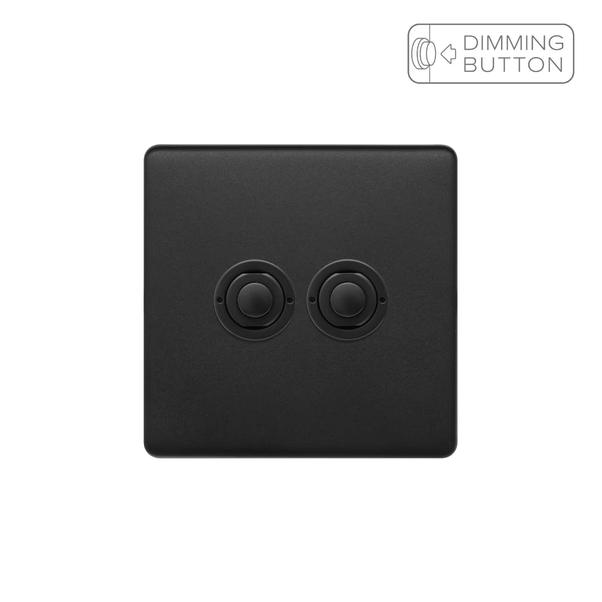 Soho Lighting 2 Gang 6A Push Button Dimmer Switch - Matt Black - Uneeka