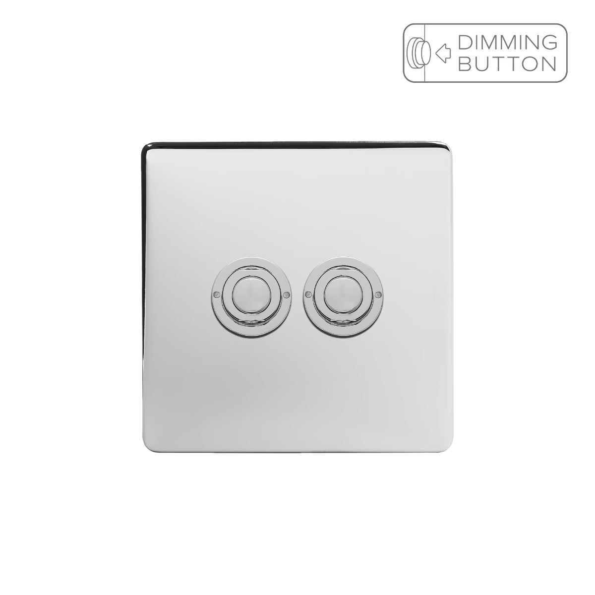 Soho Lighting 2 Gang 6A Push Button Dimmer Switch - Polished Chrome - Uneeka