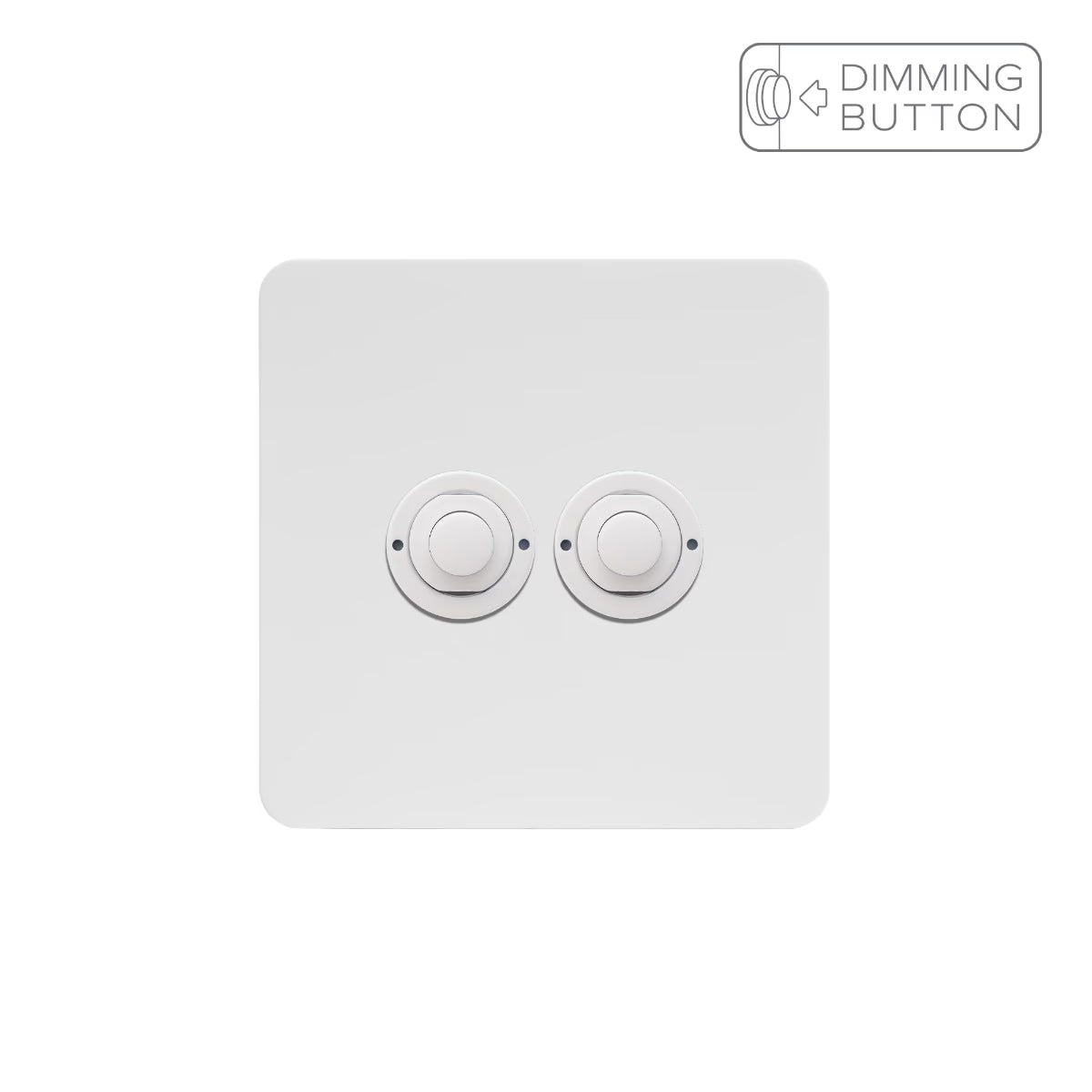Soho Lighting 2 Gang 6A Push Button Dimmer Switch - White Metal Uneeka