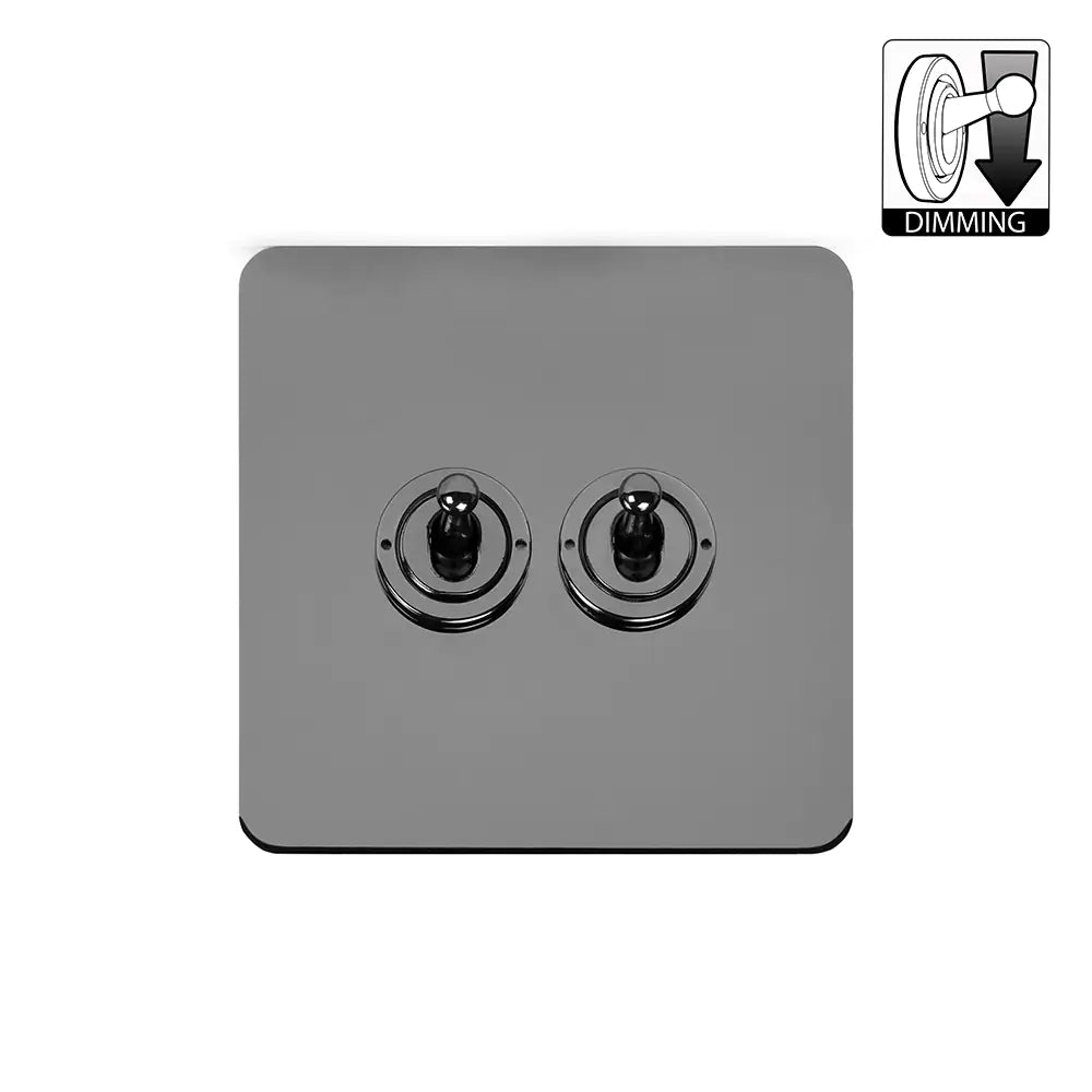 Soho Lighting 2 Gang Dimming Toggle Switch - Black Nickel - Uneeka