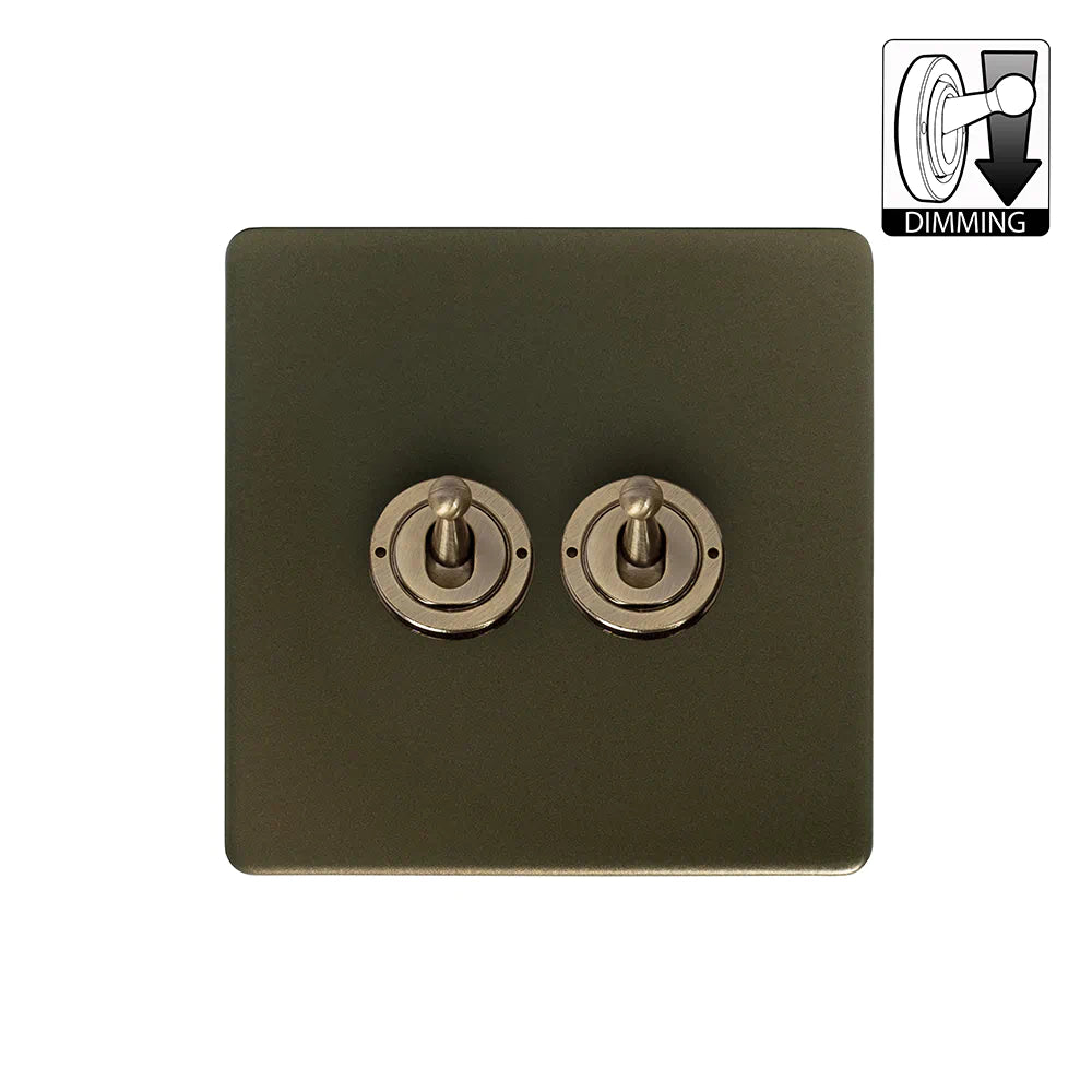 Soho Lighting 2 Gang Dimming Toggle Switch - Bronze - Uneeka