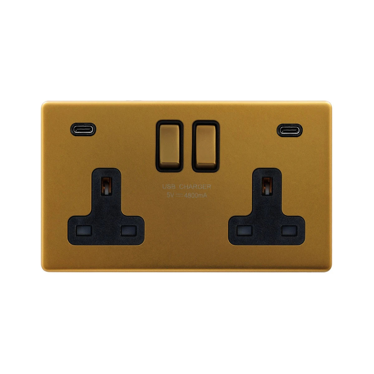 Soho Lighting 2 Gang & 2 USB Ports C+C 13A Socket Antique Gold Uneeka