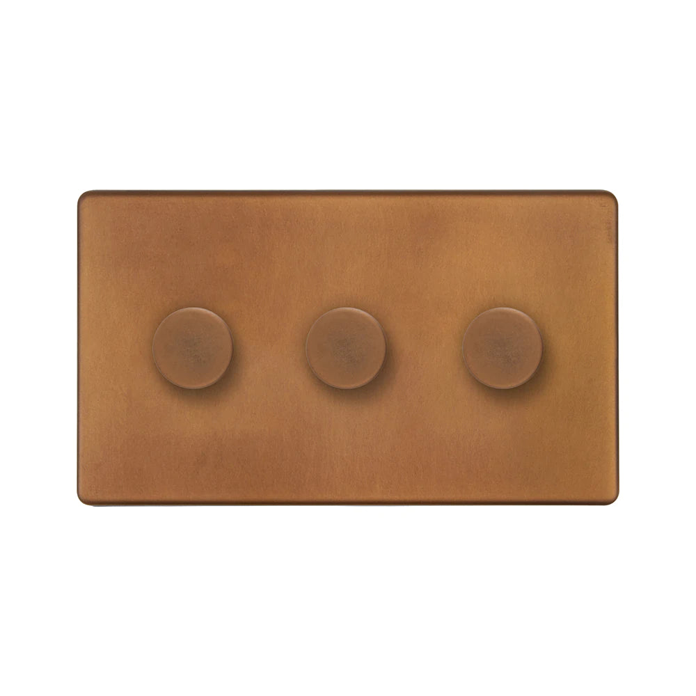 Soho Lighting 3 Gang 2 Way Intelligent Dimmer Switch - Antique Copper - Uneeka
