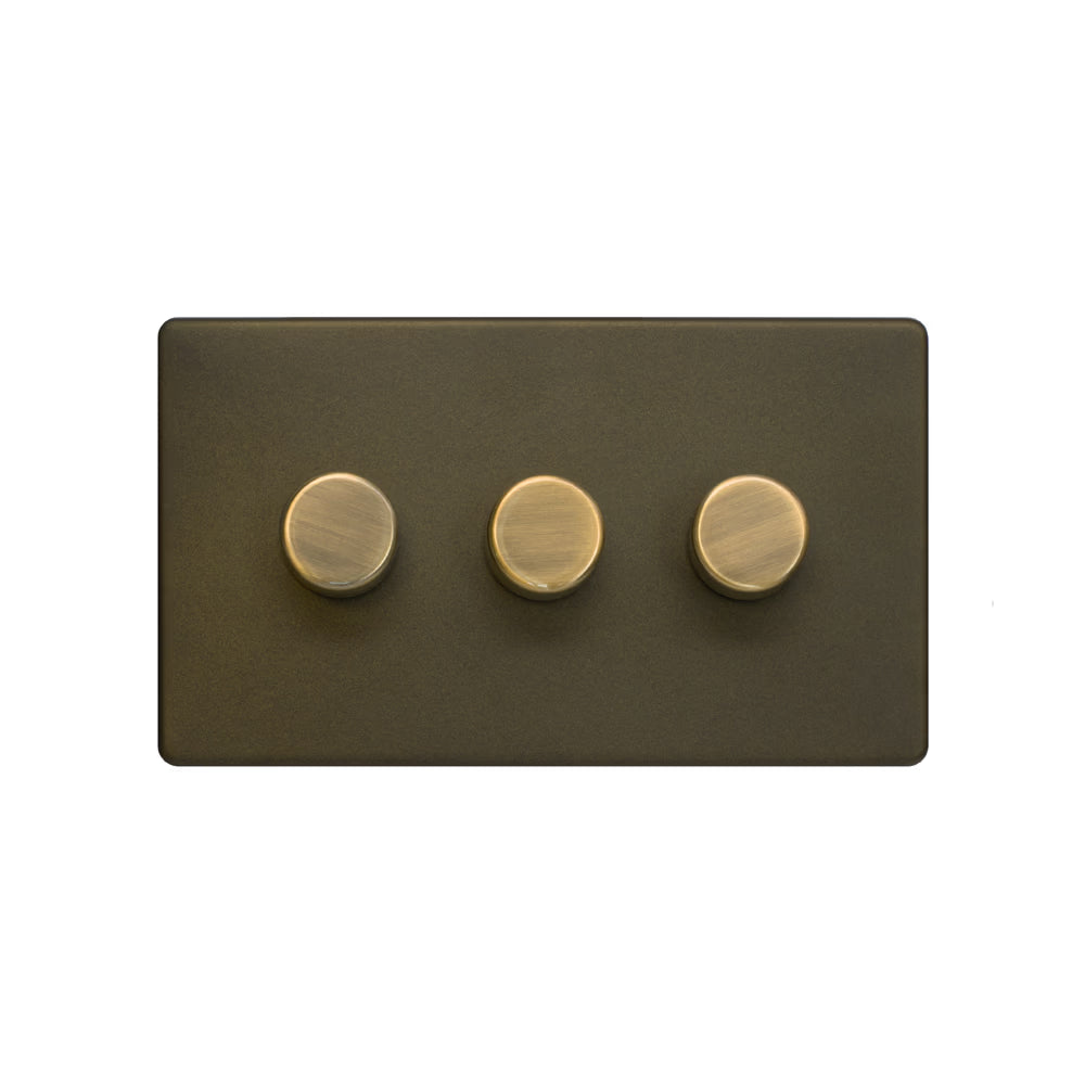 Soho Lighting 3 Gang 2 Way Intelligent Dimmer Switch - Bronze - Uneeka