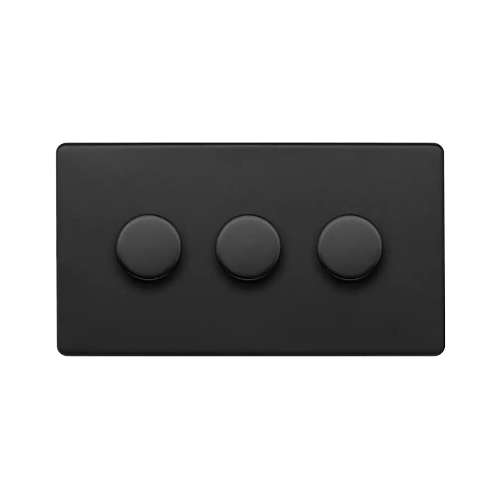 Soho Lighting 3 Gang 2 Way Intelligent Dimmer Switch - Matt Black - Uneeka