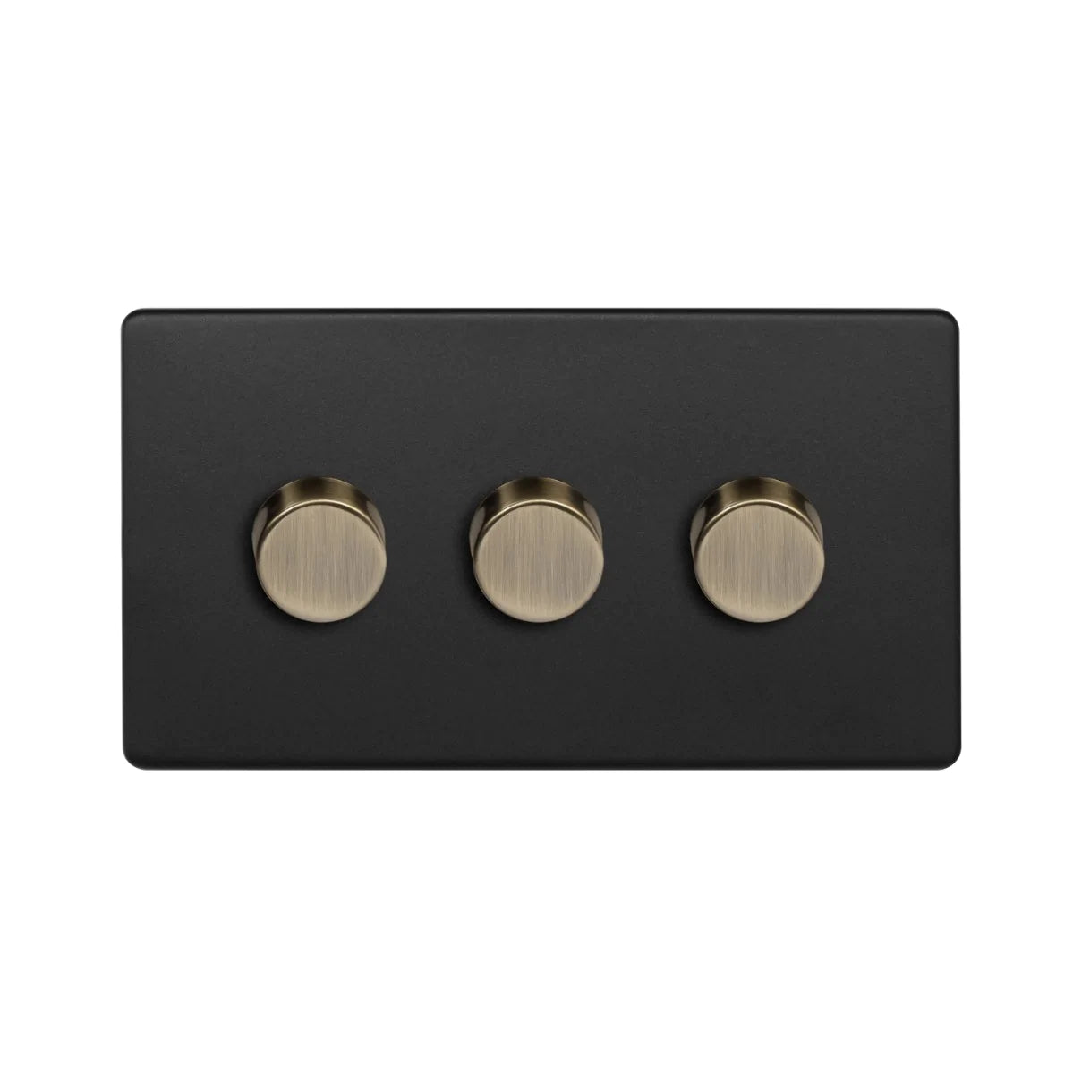 Soho Lighting 3 Gang 2 Way Intelligent Dimmer Switch - Matt Black & Antique Brass Uneeka