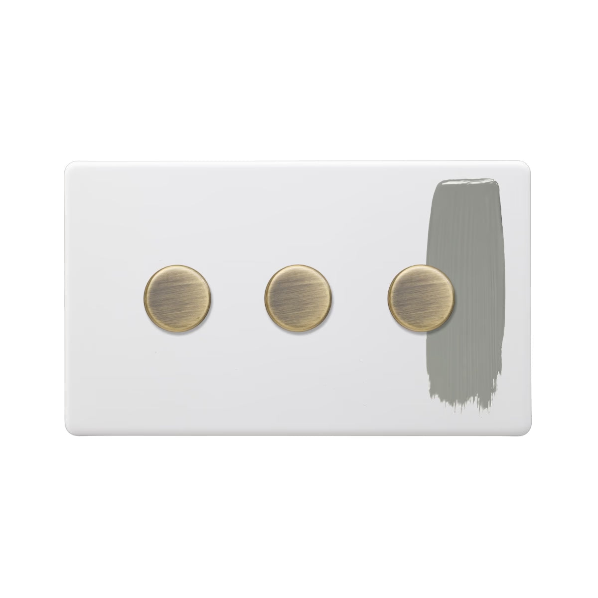 Soho Lighting 3 Gang 2 Way Intelligent Dimmer Switch - Paintable Finish with Antique Brass Uneeka