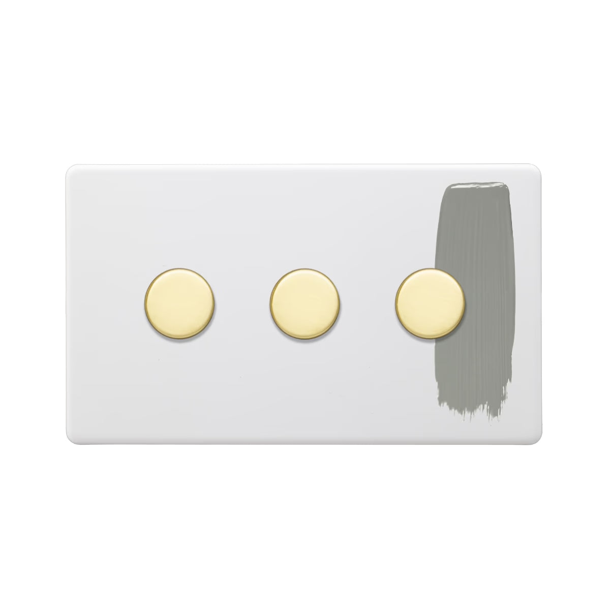 Soho Lighting 3 Gang 2 Way Intelligent Dimmer Switch - Paintable Finish with Brushed Brass Uneeka