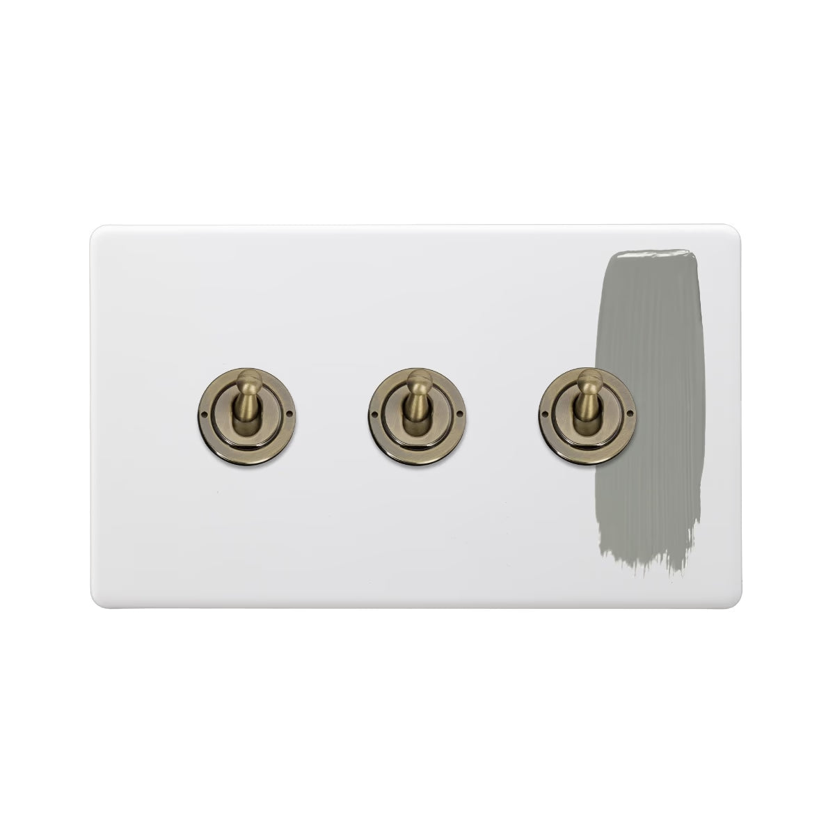 Soho Lighting 3 Gang 2 Way Toggle Switch Paintable Finish with Antique Brass Detail Uneeka 