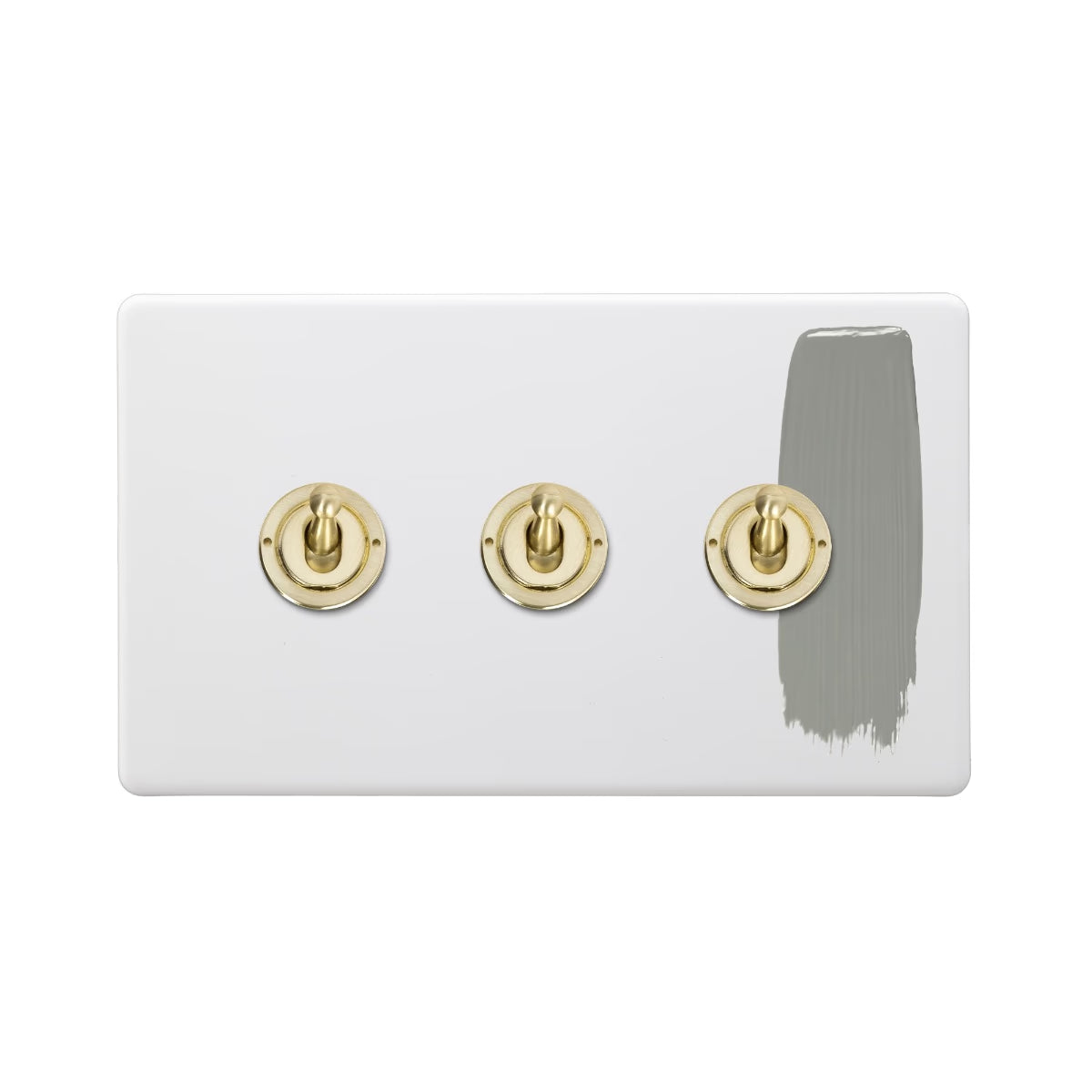 Soho Lighting 3 Gang 2 Way Toggle Switch - Paintable Finish with Brushed Brass Uneeka