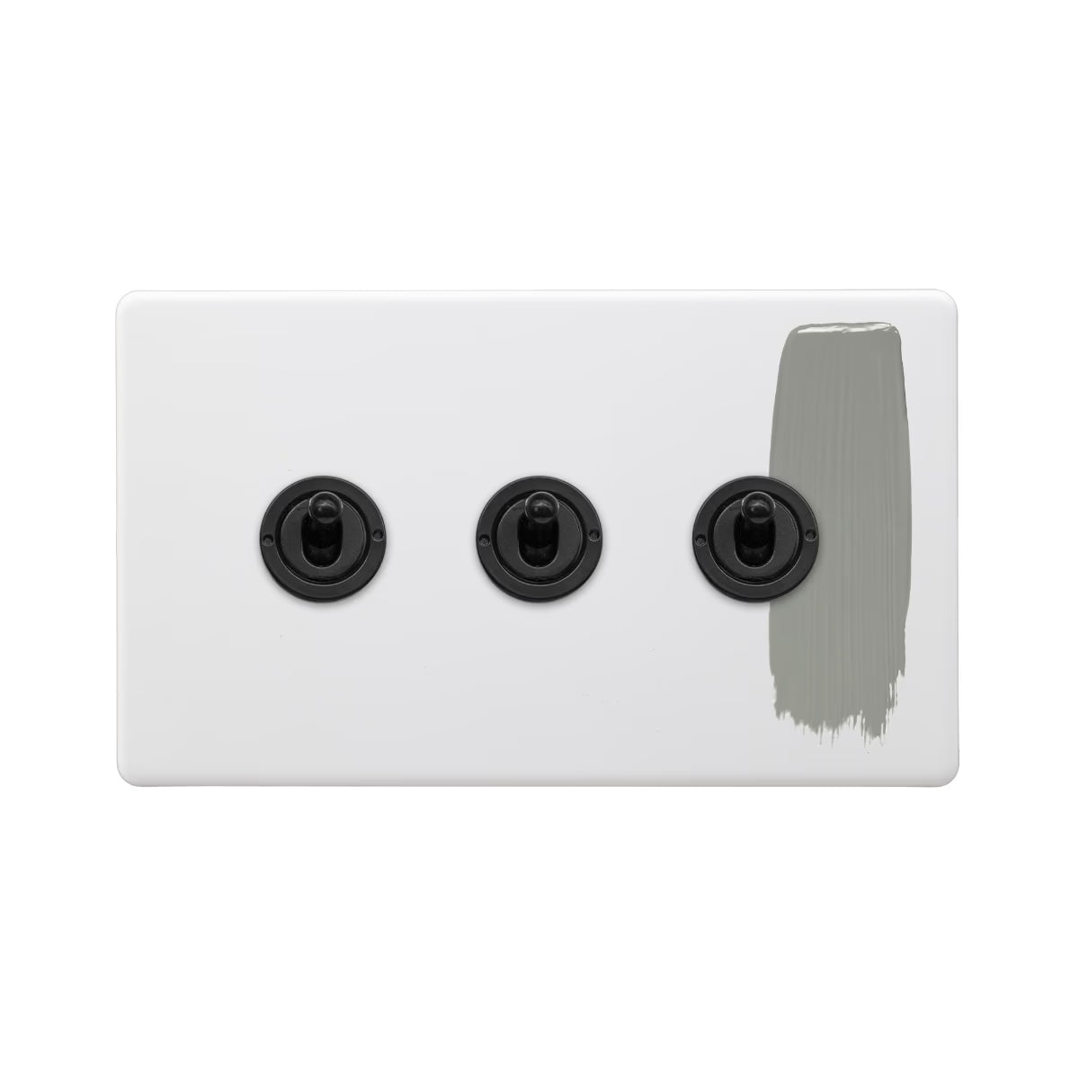 Soho Lighting 3 Gang 2 Way Toggle Switch - Paintable Finish with Matt Black Detail - Uneeka