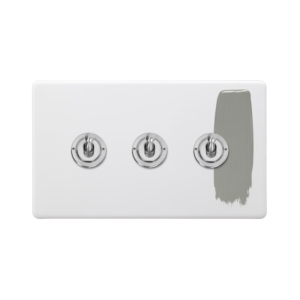 Soho Lighting 3 Gang 2 Way Toggle Switch - Paintable Finish with Brushed Chrome Detail Uneeka