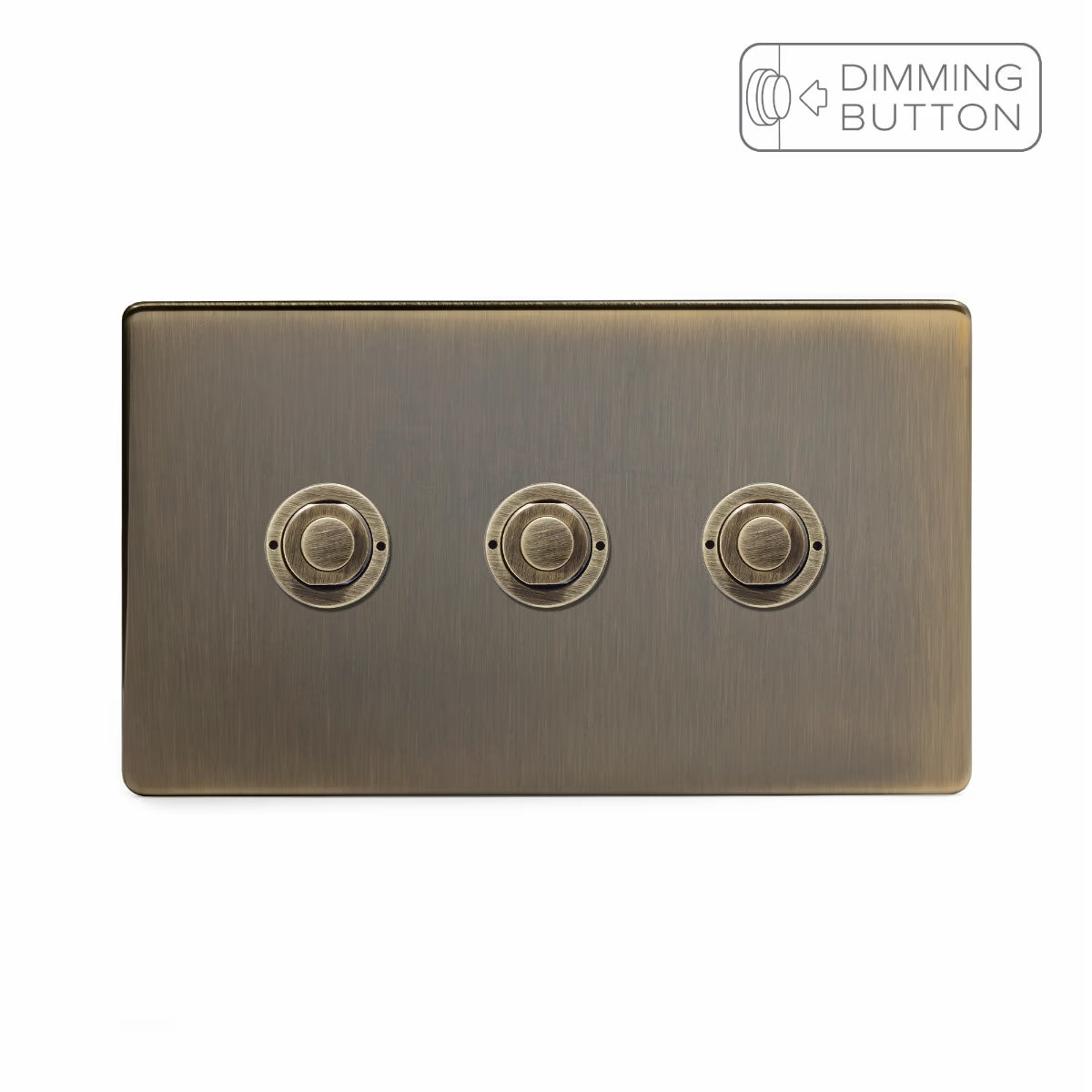 Soho Lighting 3 Gang 6A Push Button Dimmer Switch - Antique Brass - Uneeka