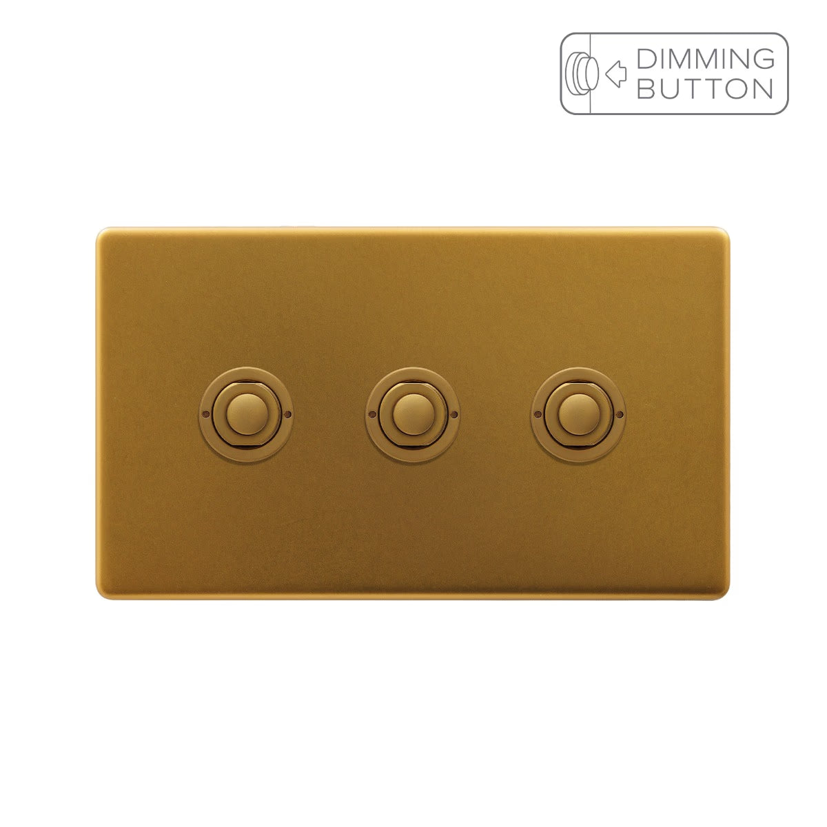 Soho Lighting 3 Gang 6A Push Button Dimmer Switch - Antique Gold - Uneeka