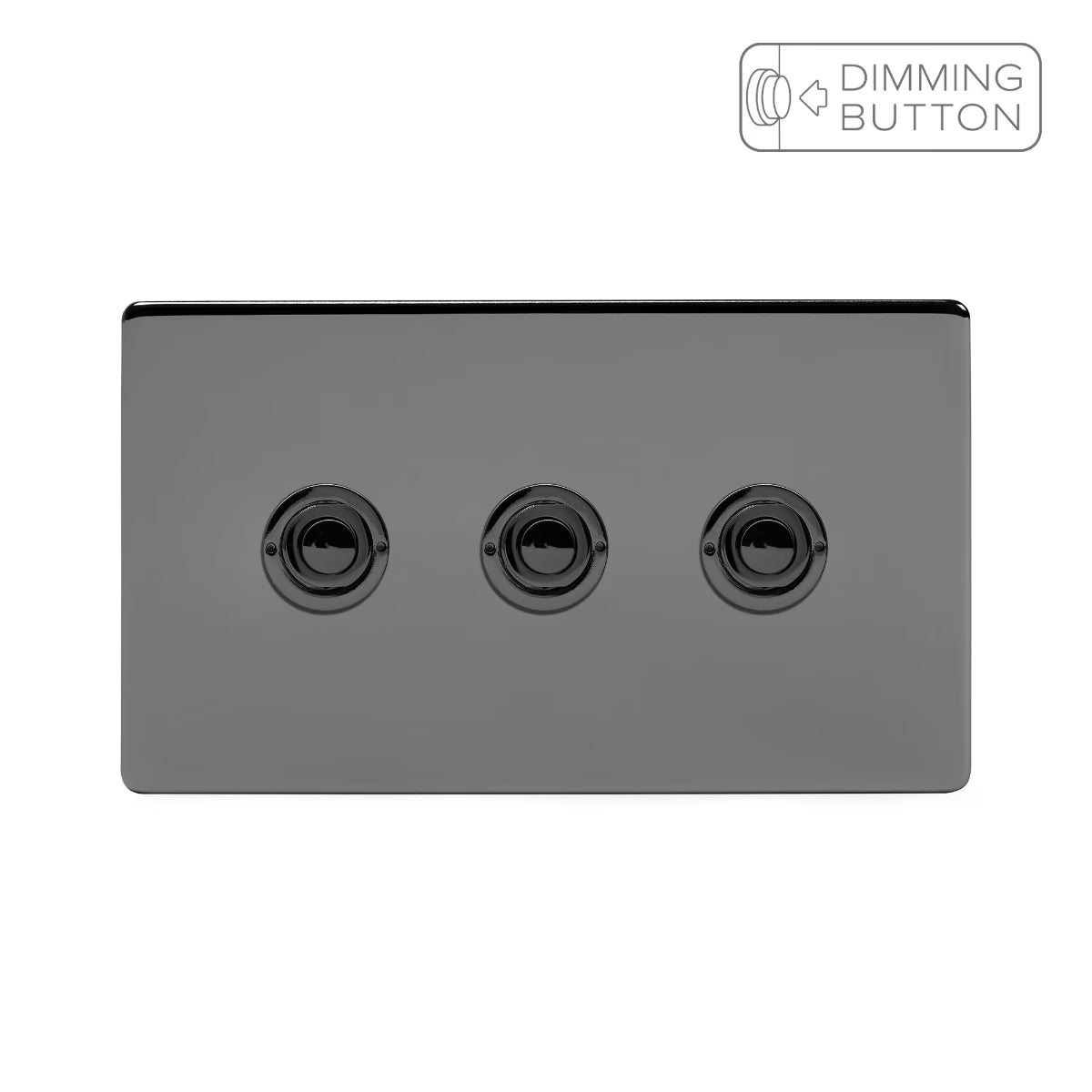 Soho Lighting 3 Gang 6A Push Button Dimmer Switch - Black Nickel - Uneeka