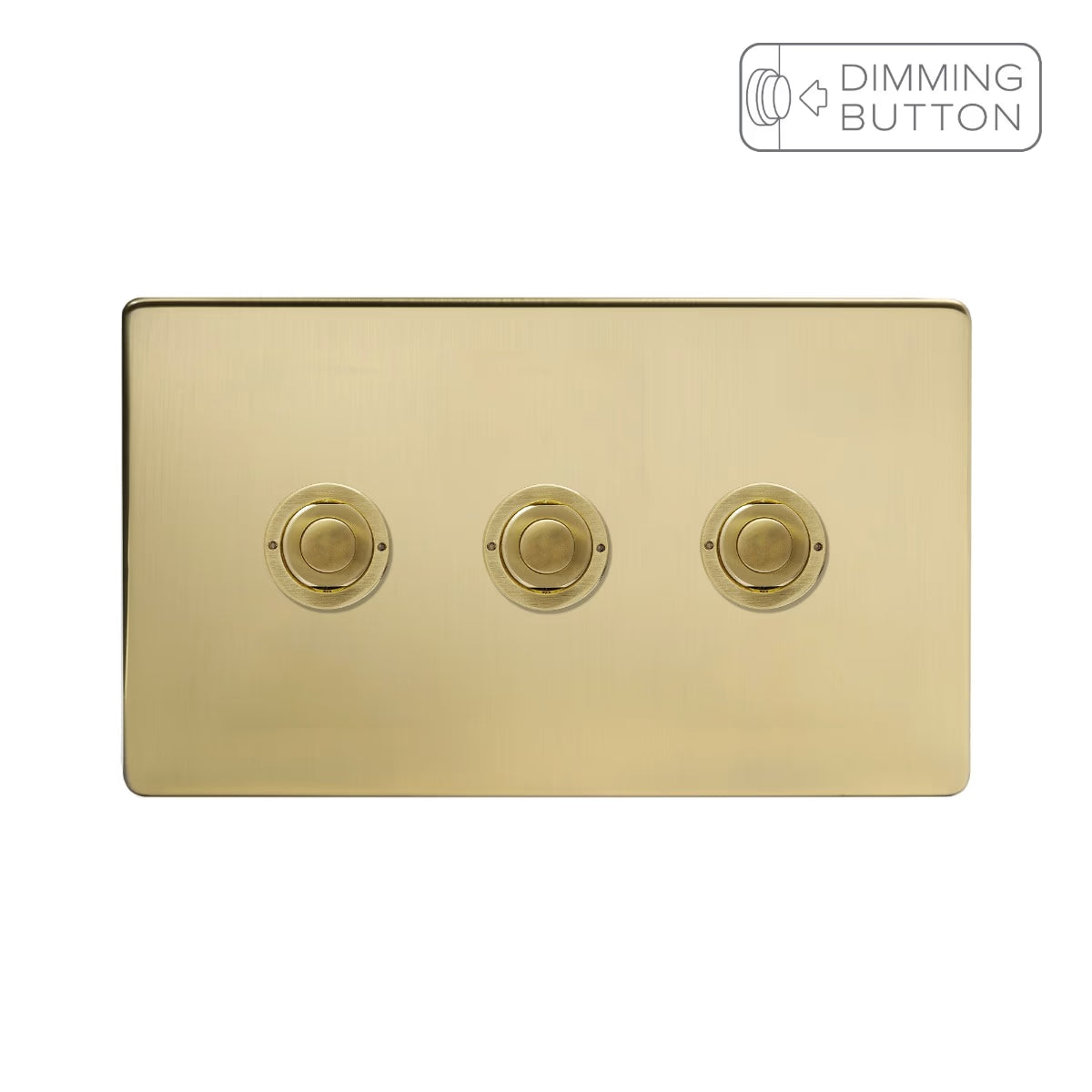 Soho Lighting 3 Gang 6A Push Button Dimmer Switch - Brushed Brass - Uneeka