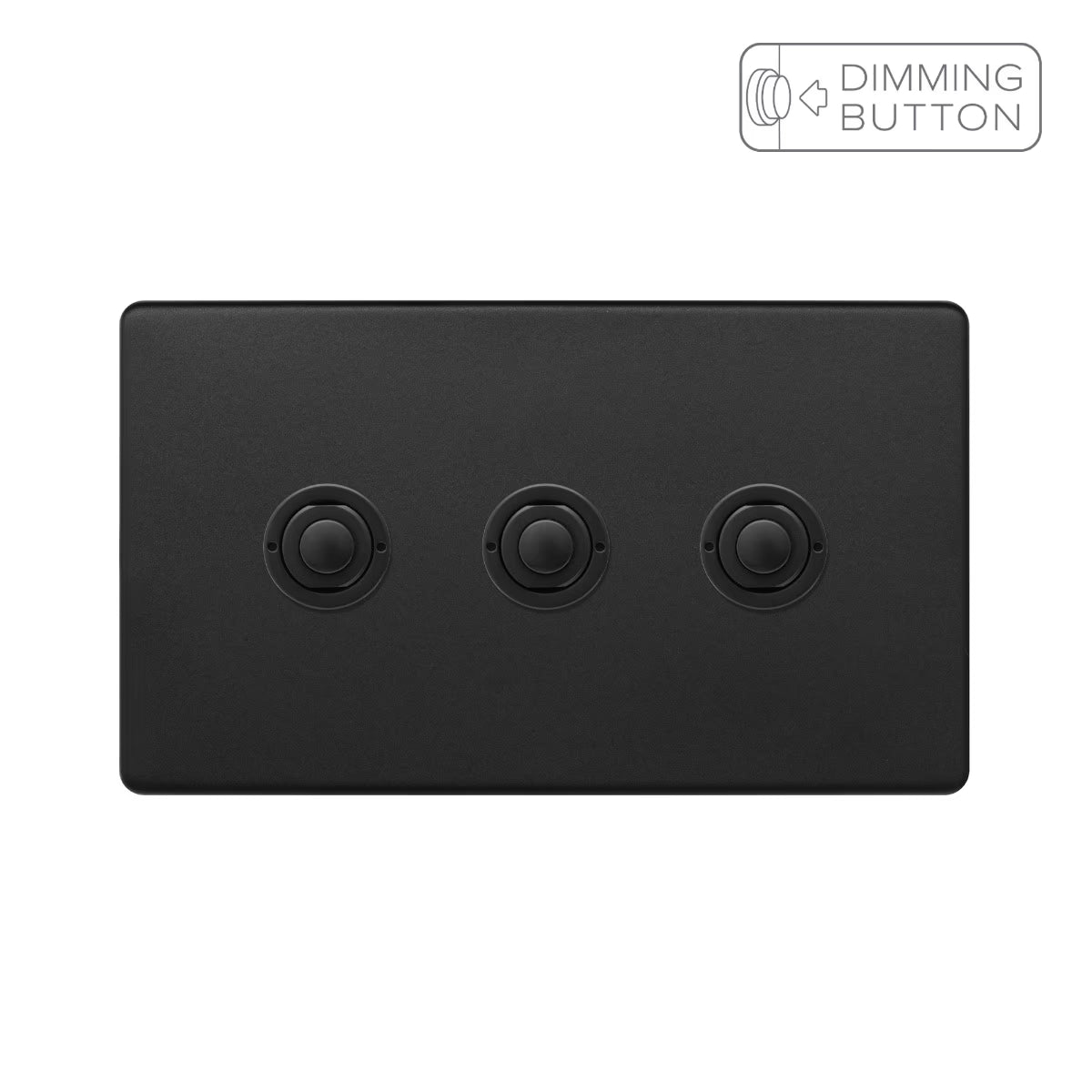 Soho Lighting 3 Gang 6A Push Button Dimmer Switch - Matt Black Uneeka