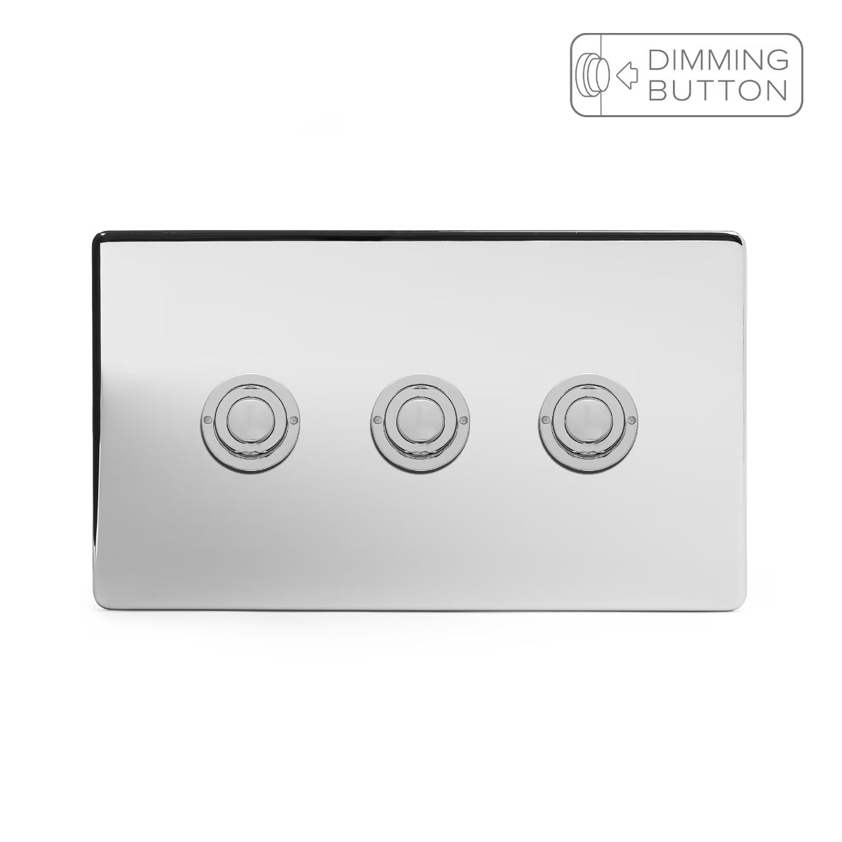 Soho Lighting 3 Gang 6A Push Button Dimmer Switch - Polished Chrome- Uneeka