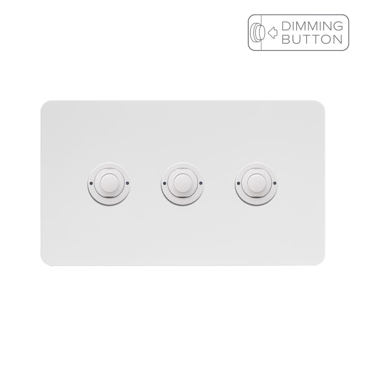 Soho Lighting 3 Gang 6A Push Button Dimmer Switch - White Metal - Uneeka