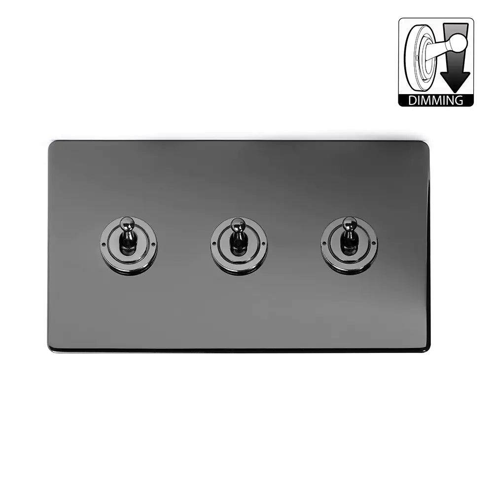 Soho Lighting 3 Gang Dimming Toggle Switch Black Nickel - Uneeka