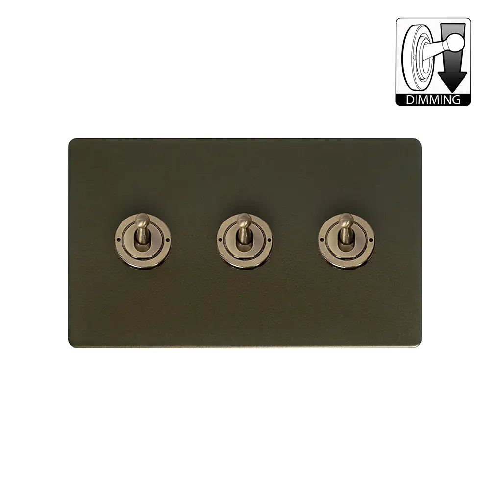 Soho Lighting 3 Gang Dimming Toggle Switch - Bronze - Uneeka