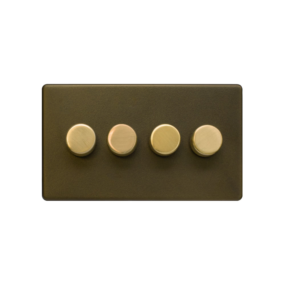 Soho Lighting 4 Gang 2 Way Intelligent Dimmer Switch - Bronze & Brushed Brass - Uneeka