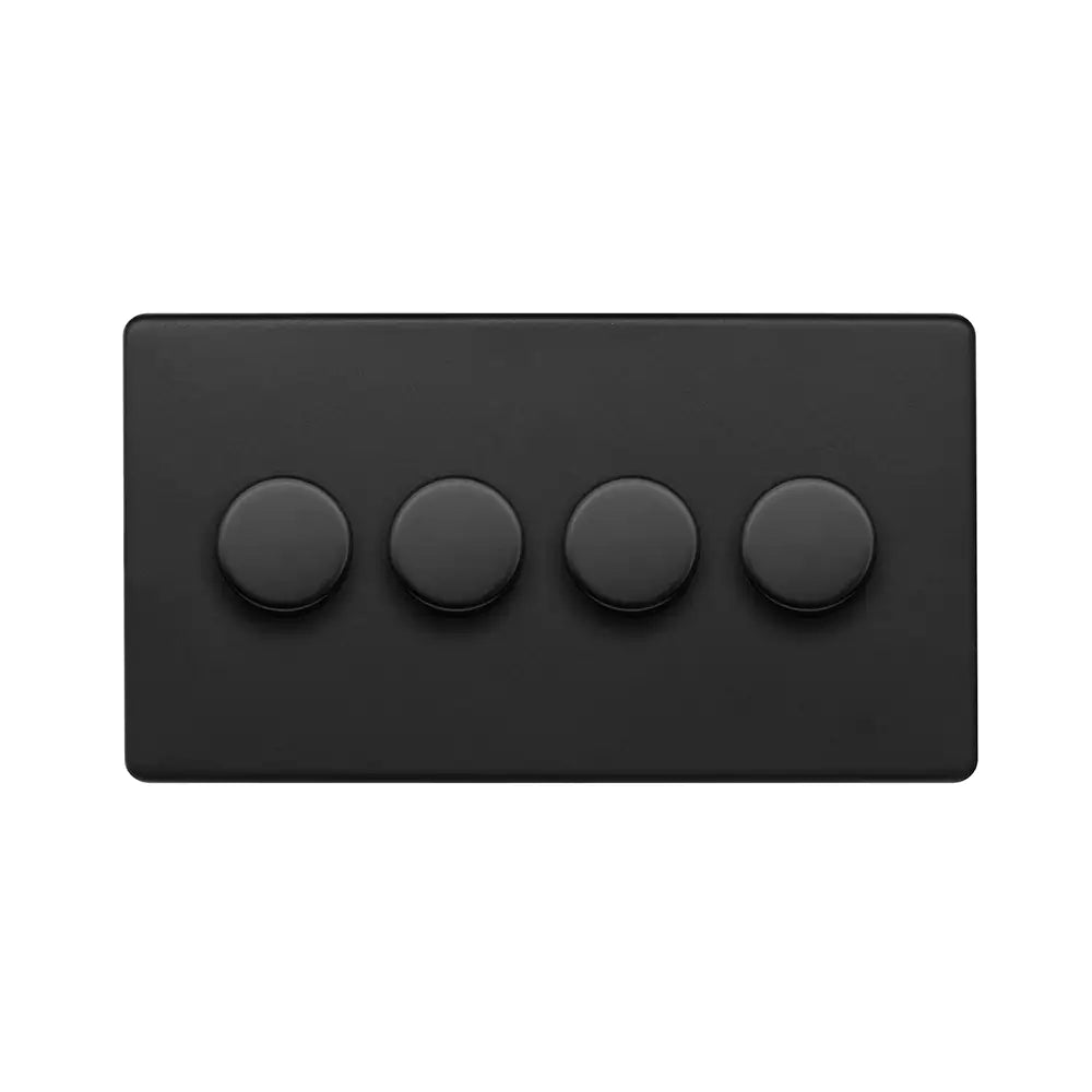 Soho Lighting 4 Gang 2 Way Intelligent Dimmer Switch - Matt Black - Uneeka