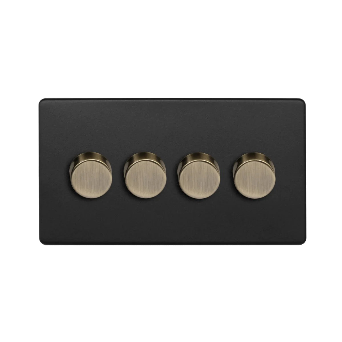 Soho Lighting 4 Gang 2 Way Intelligent Dimmer Switch - Matt Black & Antique Brass - Uneeka