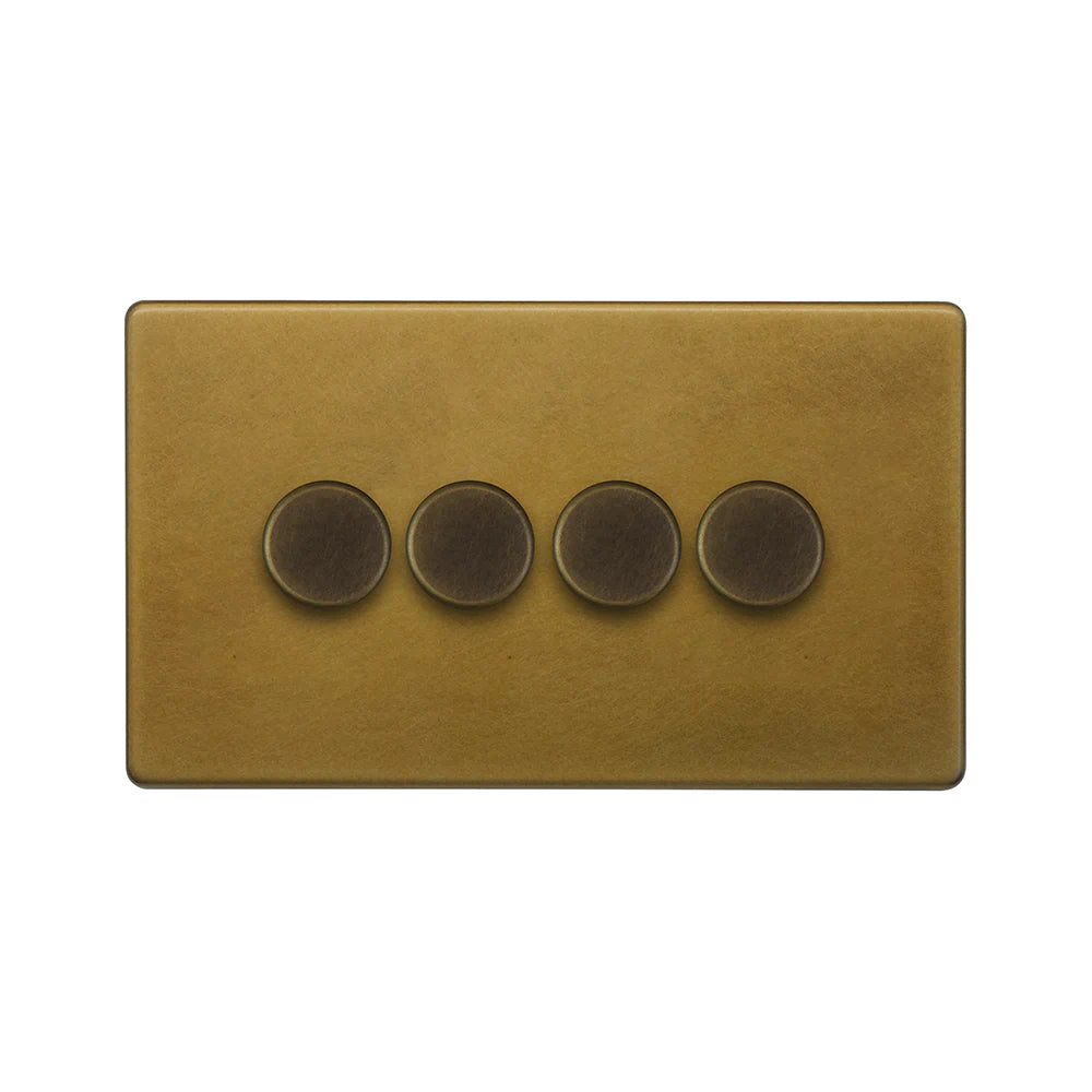 Soho Lighting 4 Gang 2 Way Intelligent Dimmer Switch Old Brass Uneeka
